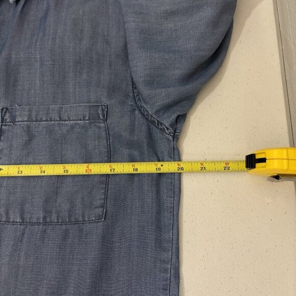 C&C California Chambre Denim Shirt Women Small Roll Up Sleeve Button Up - Picture 9 of 10